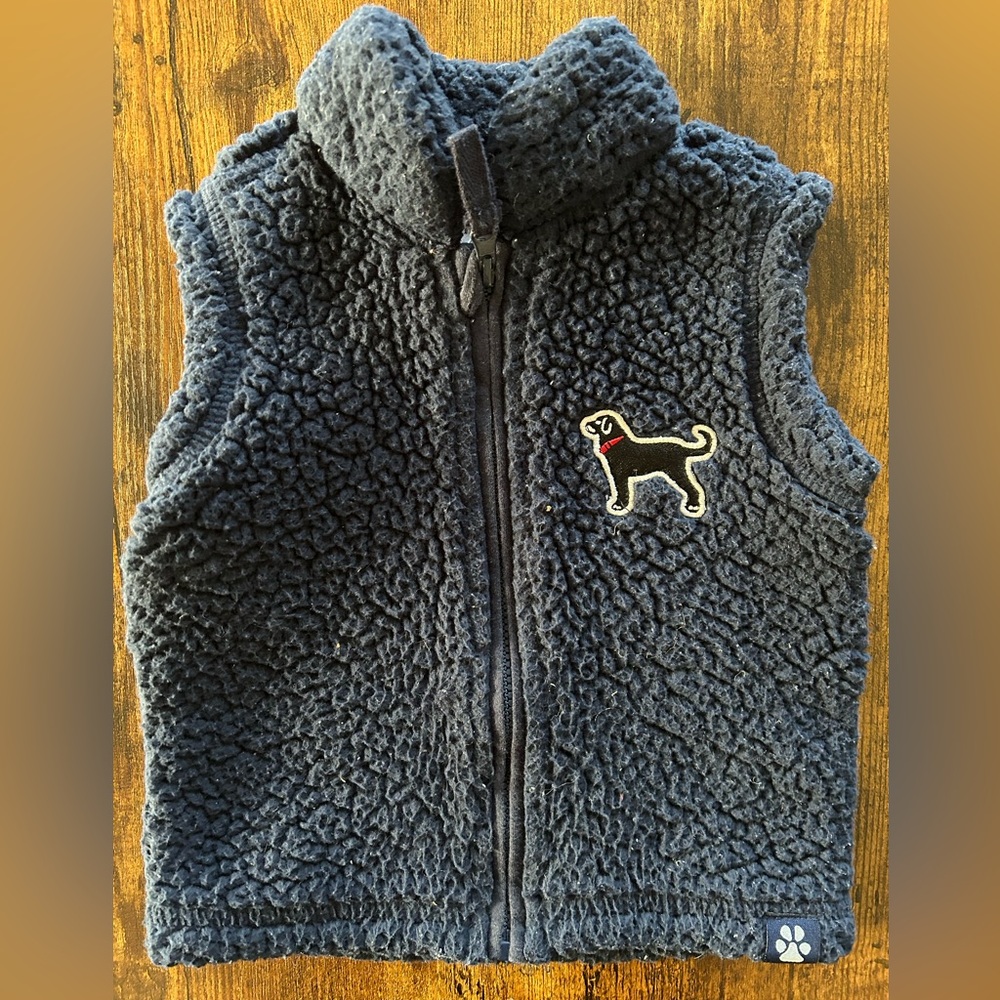 Black Dog baby vest, Navy, 6-12 months